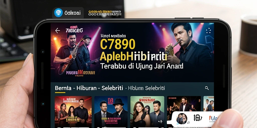 Tampilan antarmuka C7890 dengan berita hiburan selebriti.