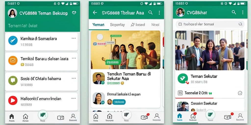 Antarmuka aplikasi CVG8888 untuk menemukan teman baru di sekitar.