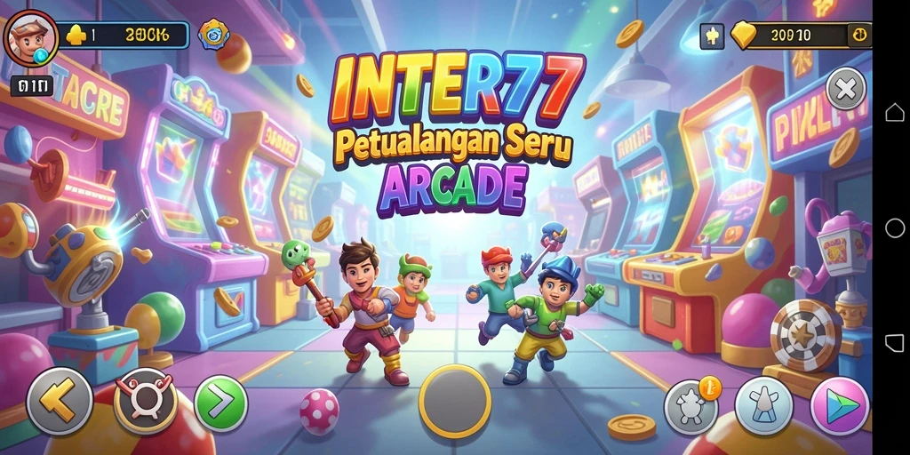 Tampilan antarmuka INTER77 yang menarik dan penuh warna.