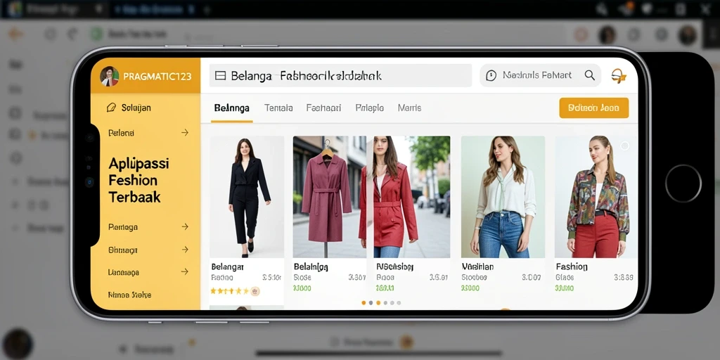 Antarmuka aplikasi PRAGMATIC123 yang menarik dan mudah digunakan untuk belanja fashion.