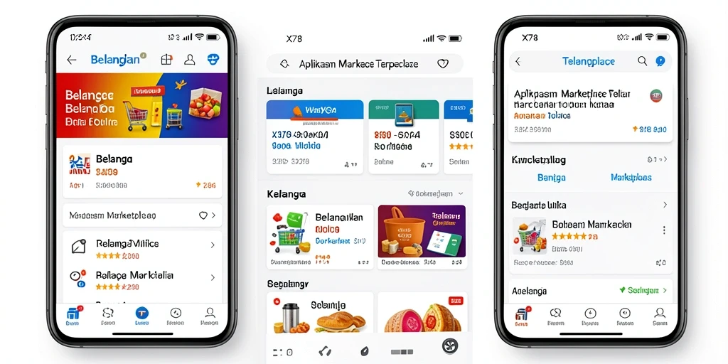 Antarmuka aplikasi Marketplace X78 yang menarik dan fungsional.