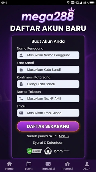 Buat Akun Baru mega288 Mudah dan Cepat